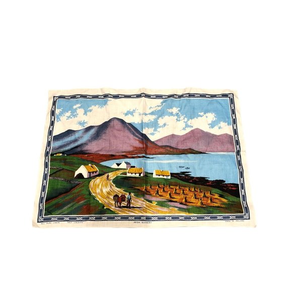 Vintage Irish Scenery Countryside Linen Tapestry